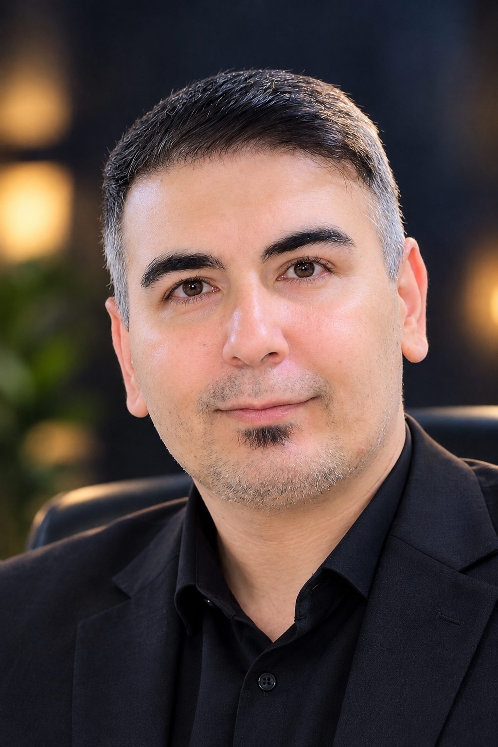 Portrait of Meraj Hadad in a black jacket, from MHADAD.IR